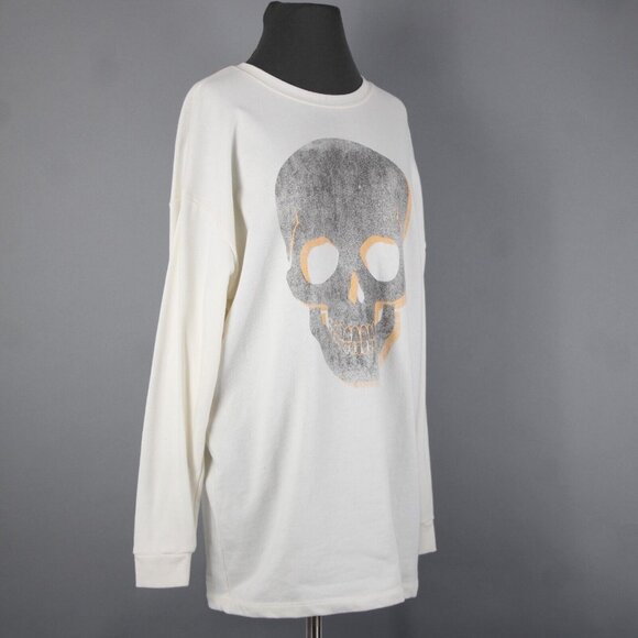Grayson Threads Sz XS White Gray Orange Skull Graphic Cotton Polyester Top - Picture 7 of 16